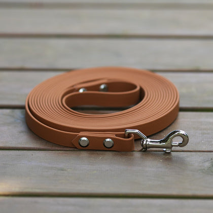 Australian Made Biothane dog leash in caramel.