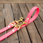 Brass and Pink multi leash for dogs. Waterproof and rustproof