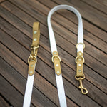white and gold multi dog leash australian made.